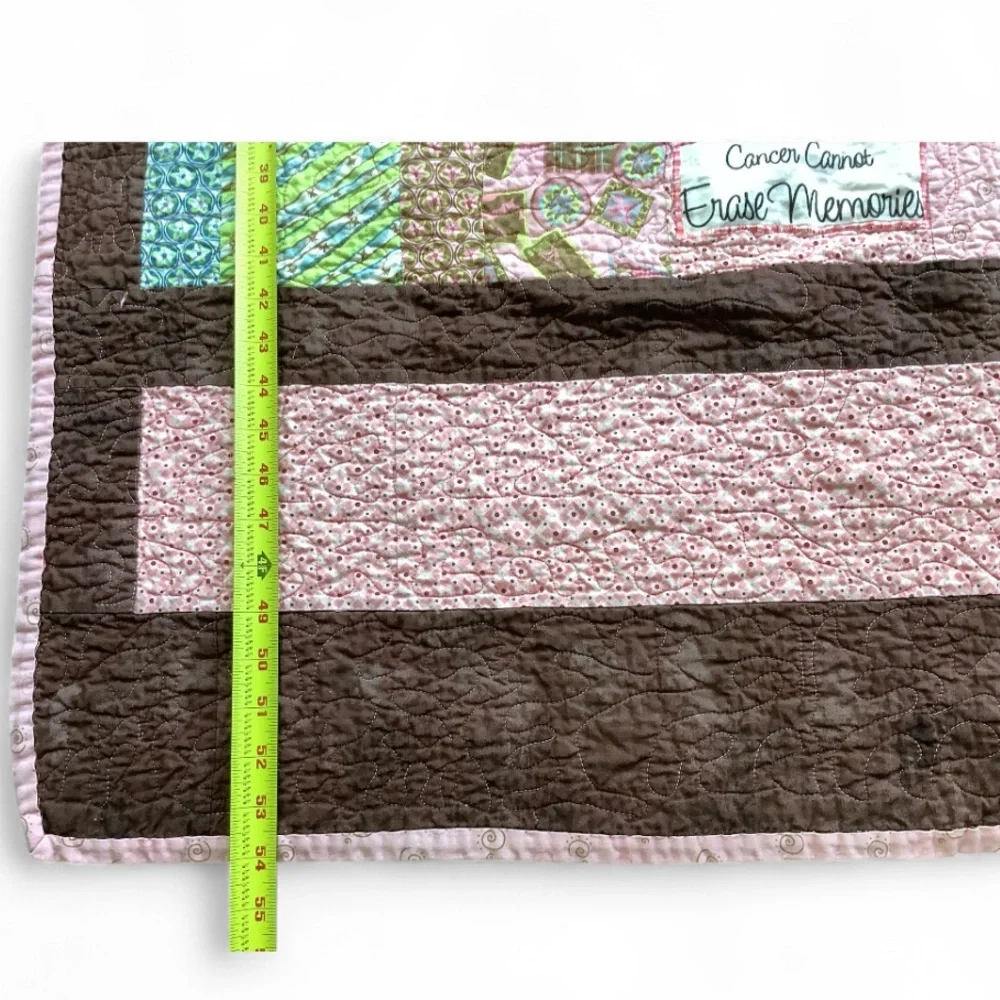 Handmade What Cancer Cannot Do Motivational Quilt for Cancer Warriors Pink Brown